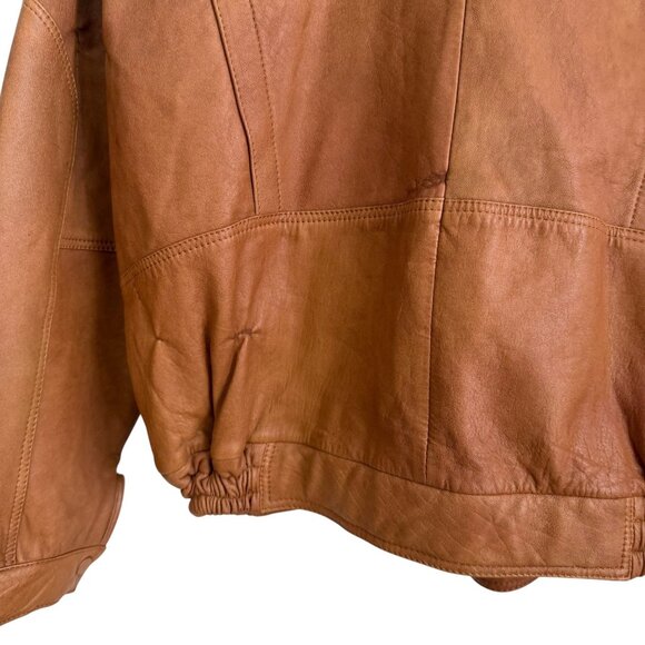 Vintage Jewels Mens Leather Bomber Jacket Brown Size 2XL Retro‎ Rugged Western - Picture 12 of 12